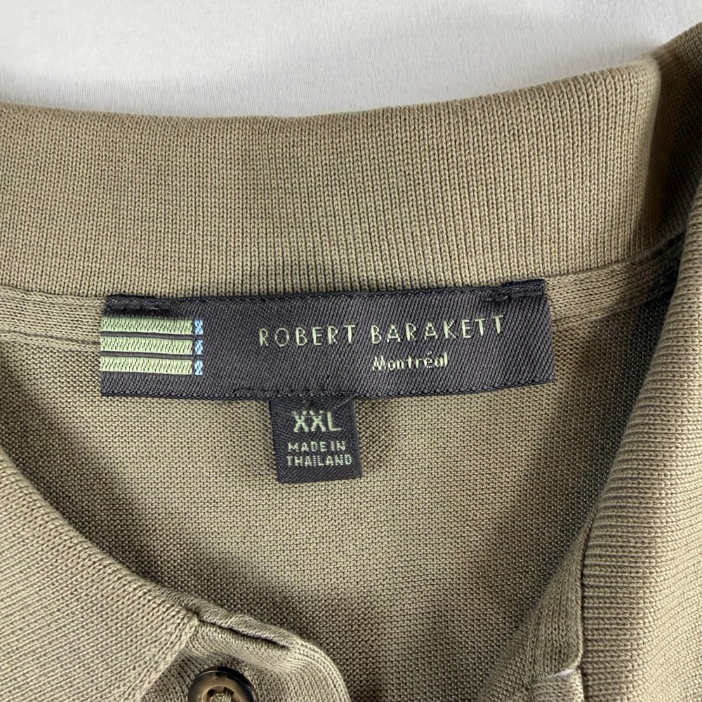 Robert Barakett Mens XXL Long Sleeve‎ Pima Cotton Polo Shirt Taupe Brown - Picture 2 of 8